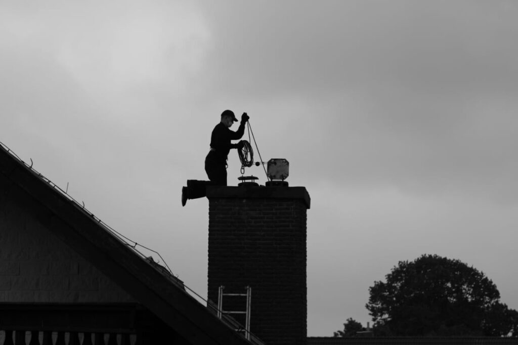 Chimney sweep at work
