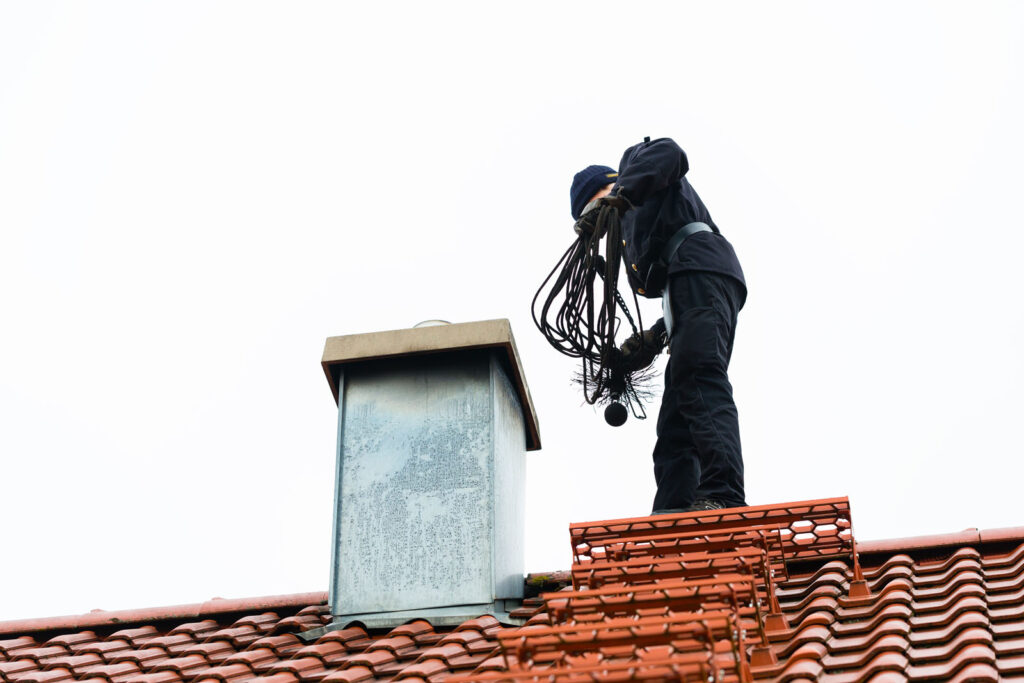 Chimney sweep at work