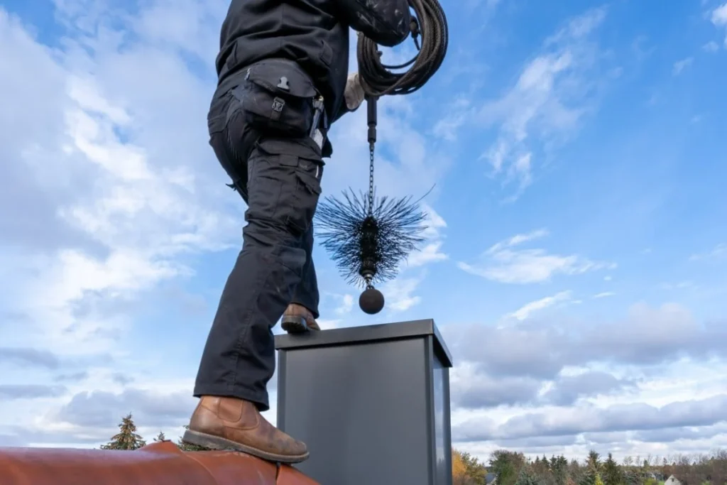 Chimney sweep at work